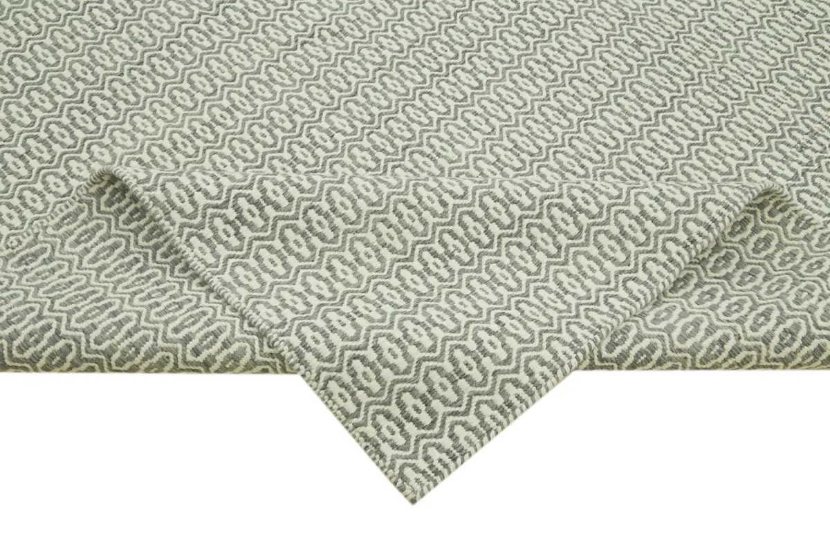 Nepal Gri Pamuk Üzerine Yün El Dokuma Halı-274x366 - Görsel 6