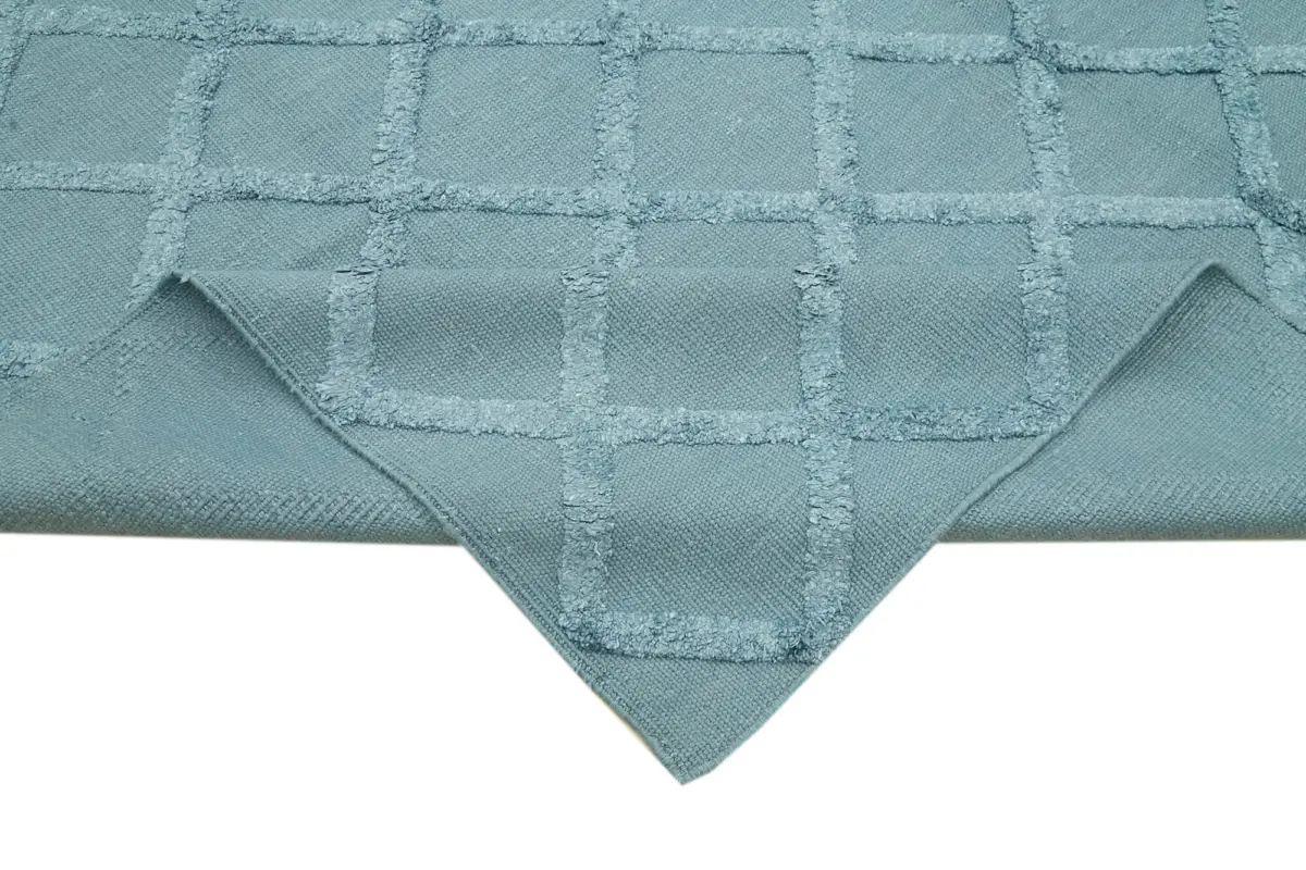 Nepal Mavi Pamuk Üzerine Yün El Dokuma Halı-244x305 - Görsel 6