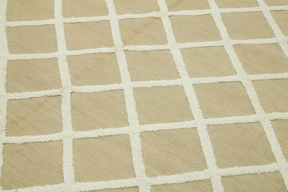 Nepal Bej Pamuk Üzerine Yün El Dokuma Halı-244x305 - Görsel 5