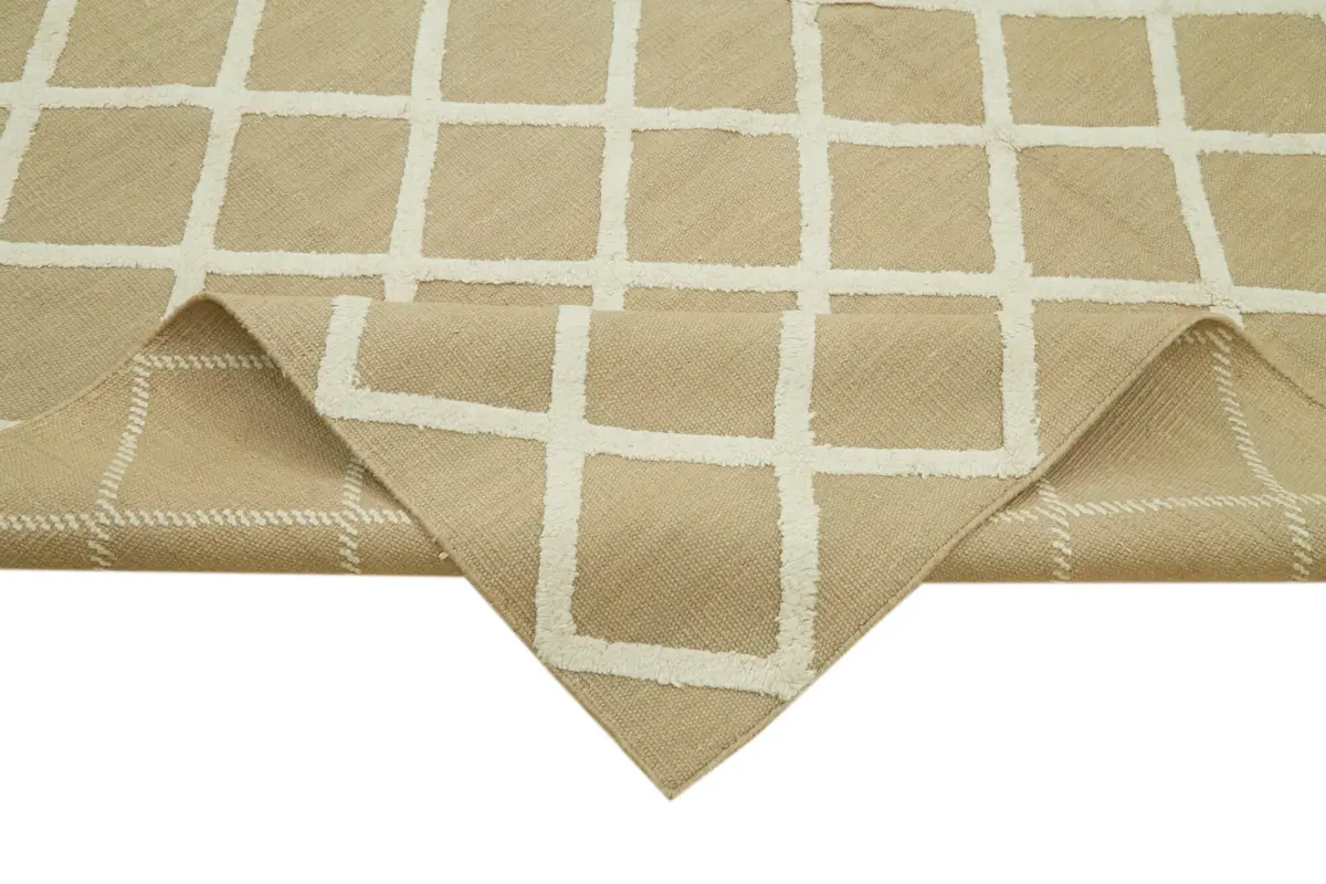 Nepal Bej Pamuk Üzerine Yün El Dokuma Halı-244x305 - Görsel 6