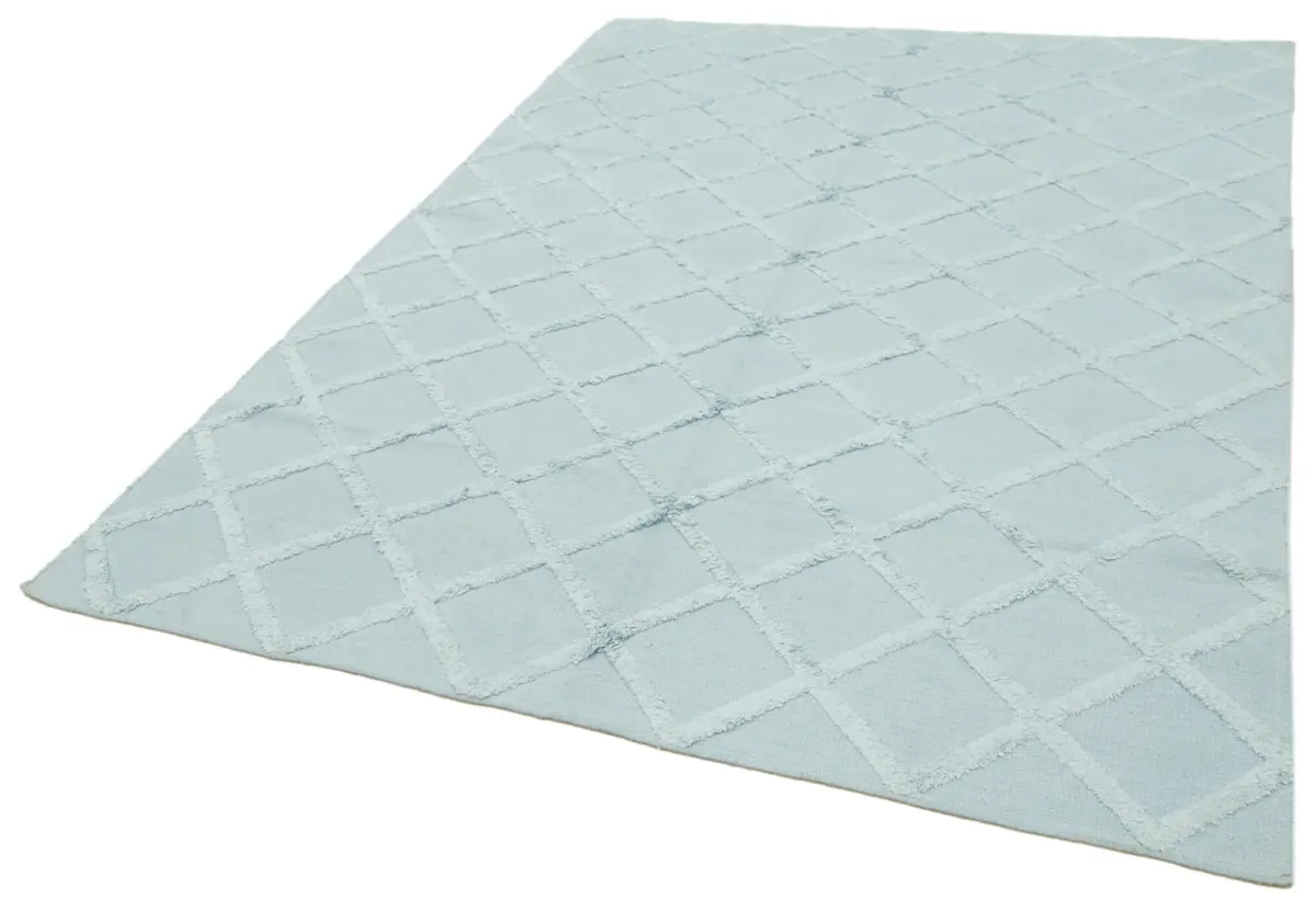 Nepal Mavi Pamuk Üzerine Yün El Dokuma Halı-183x274 - Görsel 3