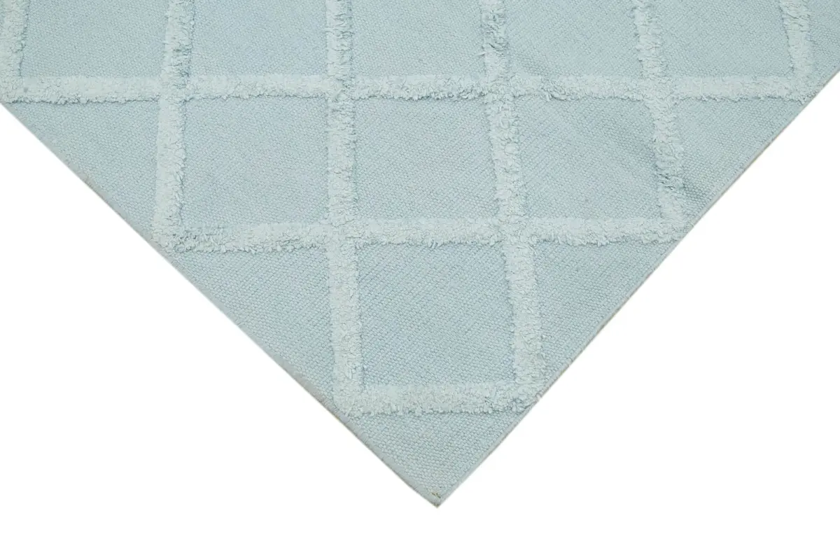 Nepal Mavi Pamuk Üzerine Yün El Dokuma Halı-183x274 - Görsel 4