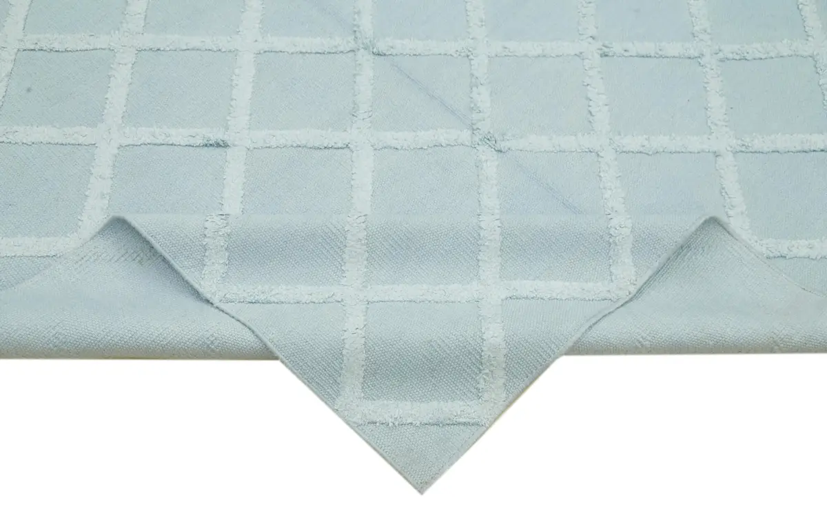 Nepal Mavi Pamuk Üzerine Yün El Dokuma Halı-183x274 - Görsel 6