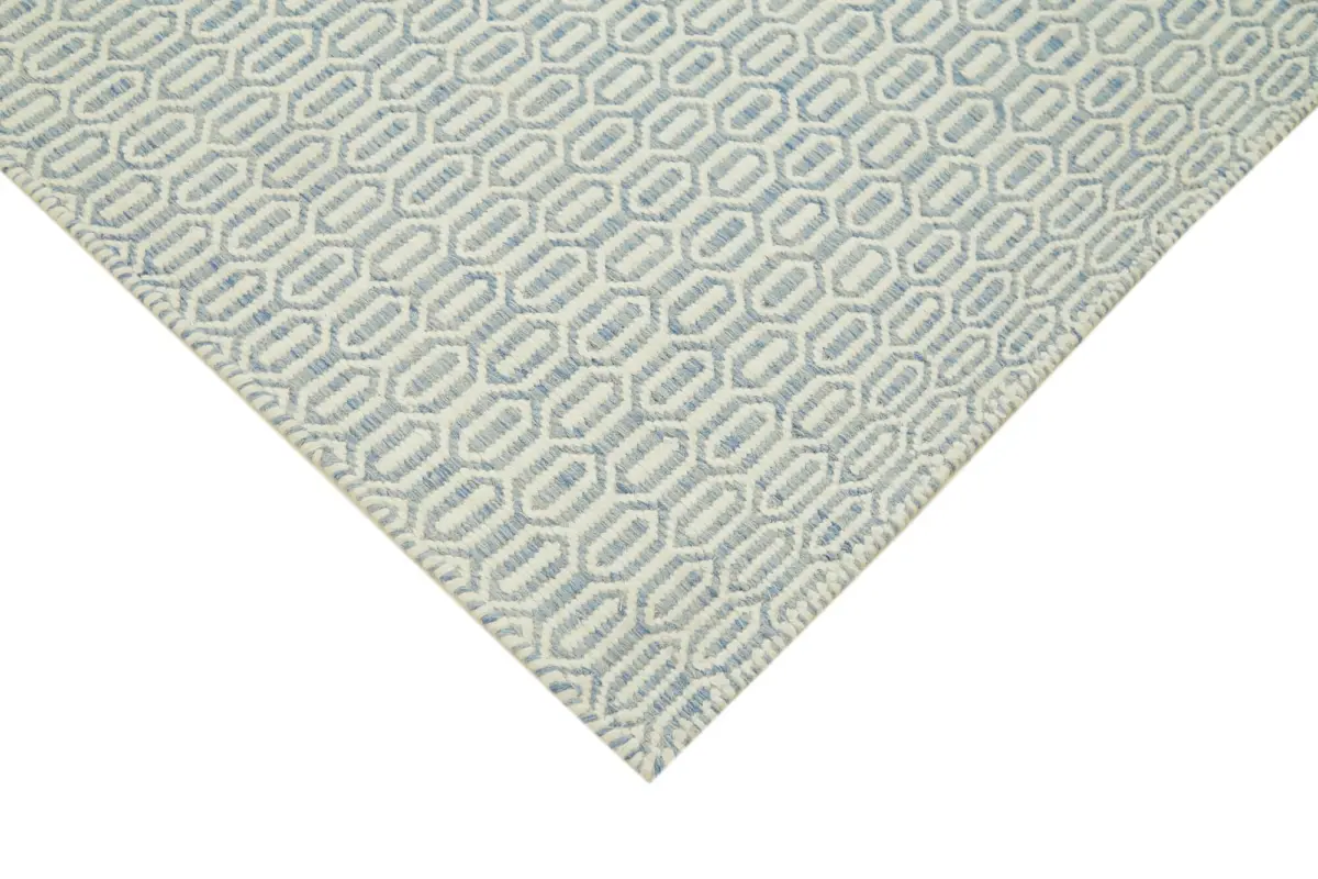 Nepal Mavi Pamuk Üzerine Yün El Dokuma Halı-244x305 - Görsel 4