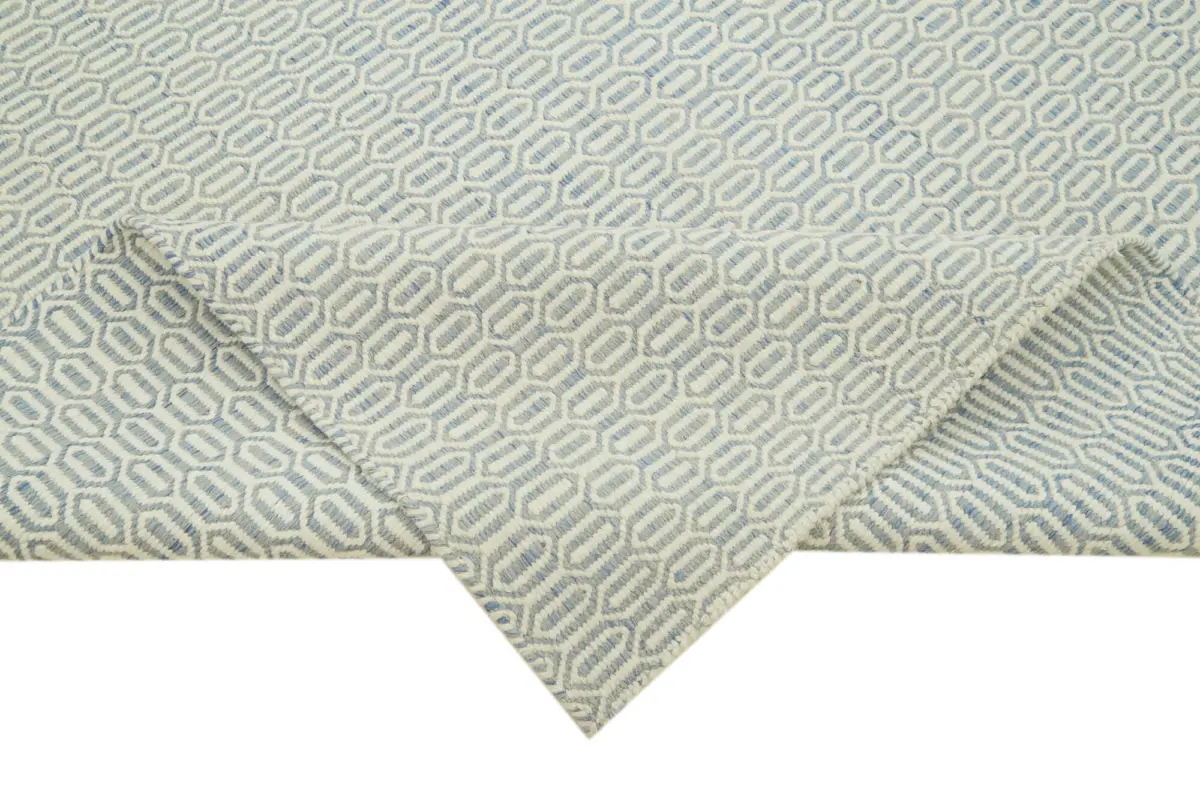 Nepal Mavi Pamuk Üzerine Yün El Dokuma Halı-244x305 - Görsel 6