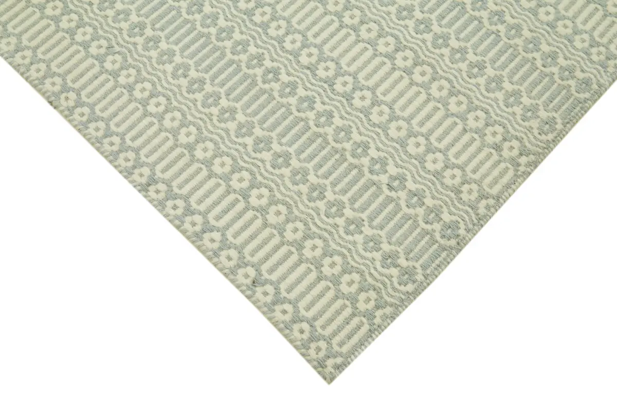 Nepal Mavi Pamuk Üzerine Yün El Dokuma Halı-244x305 - Görsel 4