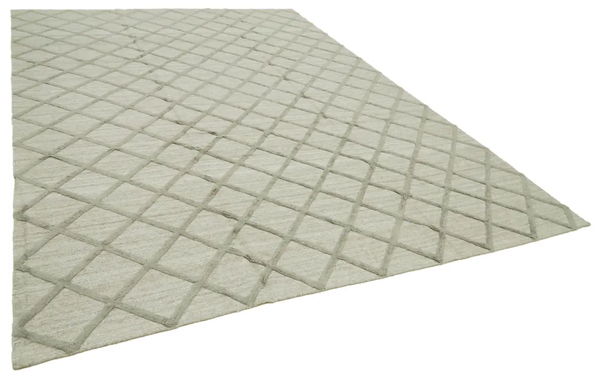 Nepal Gri Pamuk Üzerine Yün El Dokuma Halı-274x365 - Görsel 2