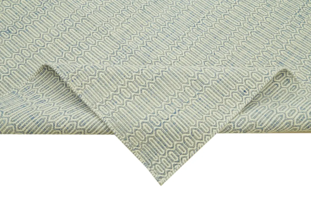 Nepal Mavi Pamuk Üzerine Yün El Dokuma Halı-274x366 - Görsel 6