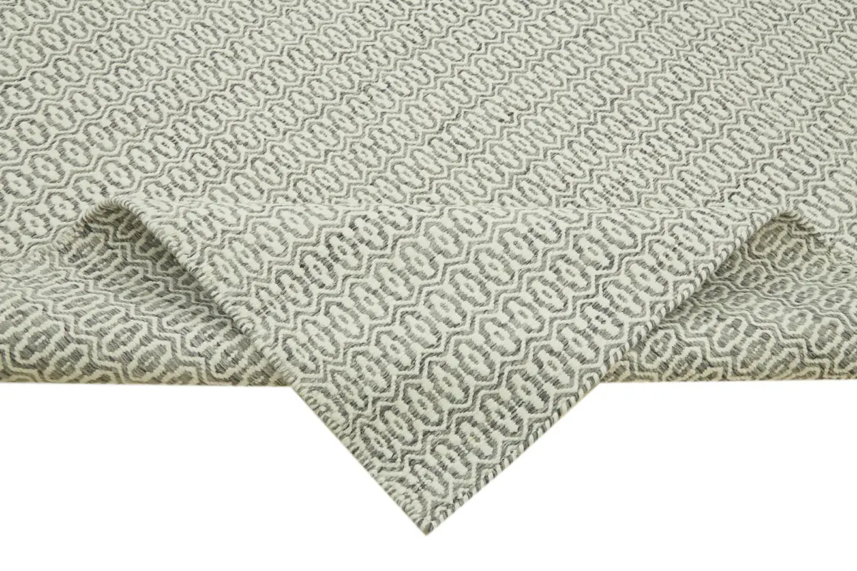 Nepal Gri Pamuk Üzerine Yün El Dokuma Halı-274x366 - Görsel 6