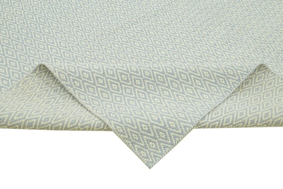 Nepal Mavi Pamuk Üzerine Yün El Dokuma Halı-274x365 - Görsel 6