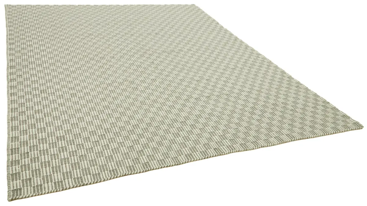 Nepal Gri Pamuk Üzerine Yün El Dokuma Halı-244x305 - Görsel 2