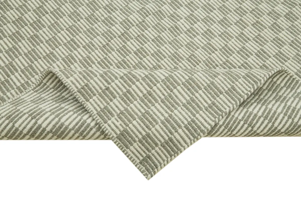 Nepal Gri Pamuk Üzerine Yün El Dokuma Halı-244x305 - Görsel 6