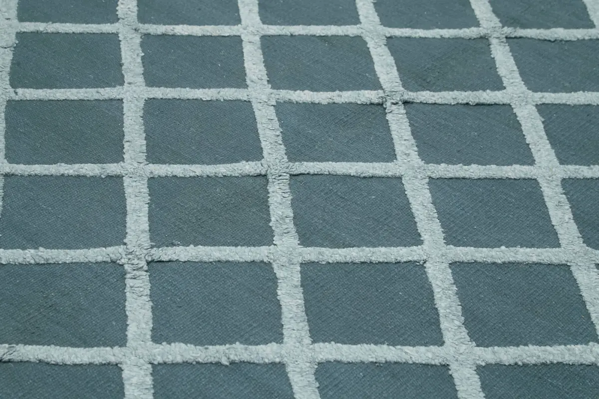 Nepal Mavi Pamuk Üzerine Yün El Dokuma Halı-246x305 - Görsel 5