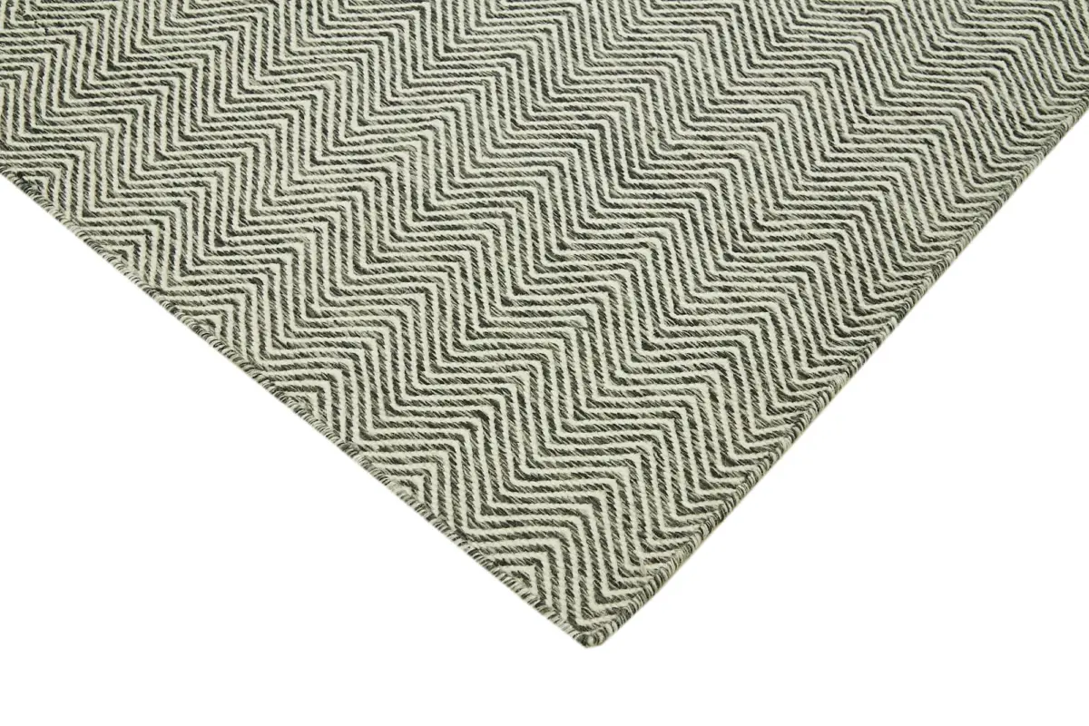 Nepal Gri Pamuk Üzerine Yün El Dokuma Halı-246x305 - Görsel 4