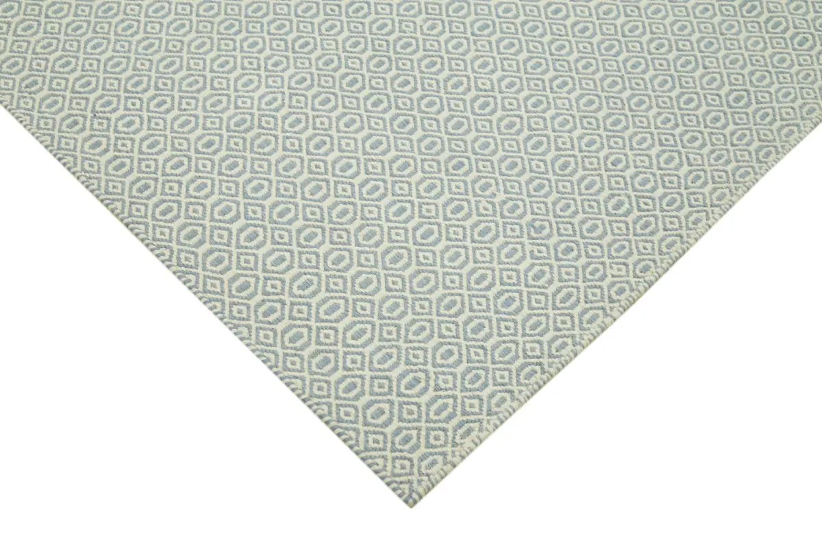 Nepal Mavi Pamuk Üzerine Yün El Dokuma Halı-244x305 - Görsel 4