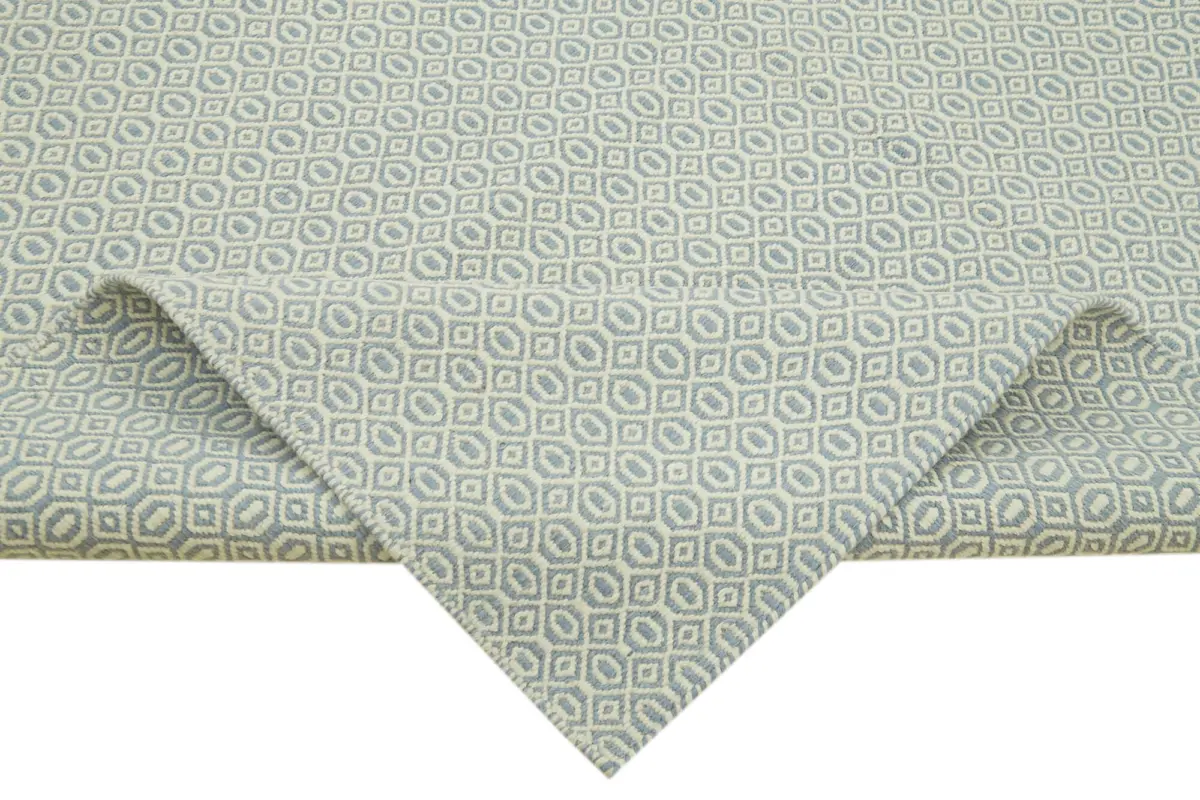 Nepal Mavi Pamuk Üzerine Yün El Dokuma Halı-244x305 - Görsel 6