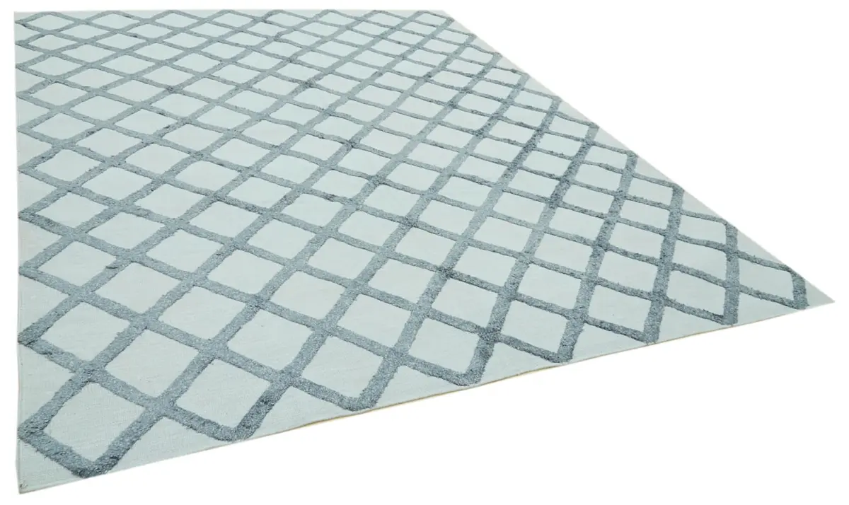 Nepal Mavi Pamuk Üzerine Yün El Dokuma Halı-246x305 - Görsel 2