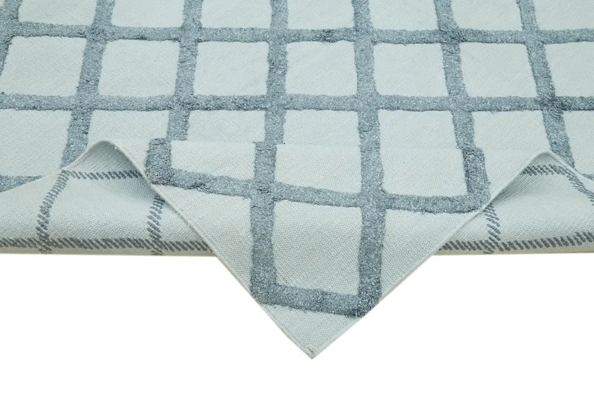 Nepal Mavi Pamuk Üzerine Yün El Dokuma Halı-246x305 - Görsel 6