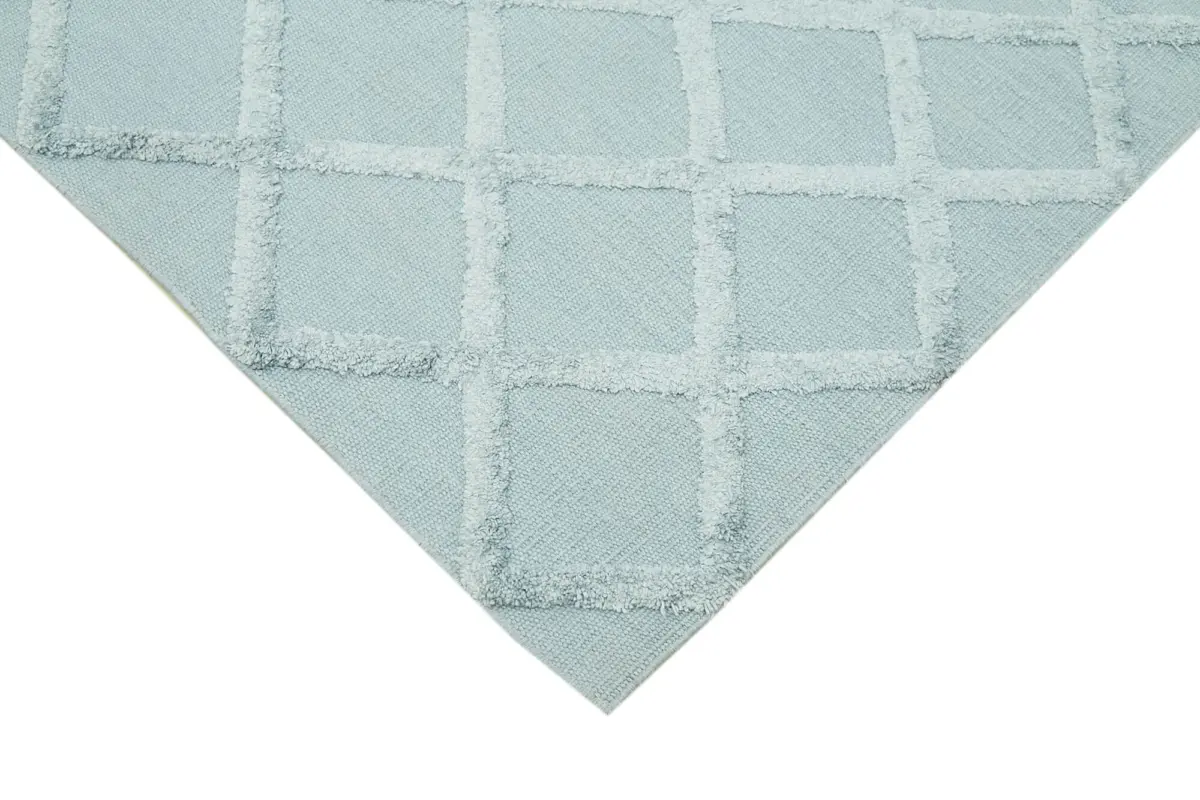 Nepal Mavi Pamuk Üzerine Yün El Dokuma Halı-244x305 - Görsel 4