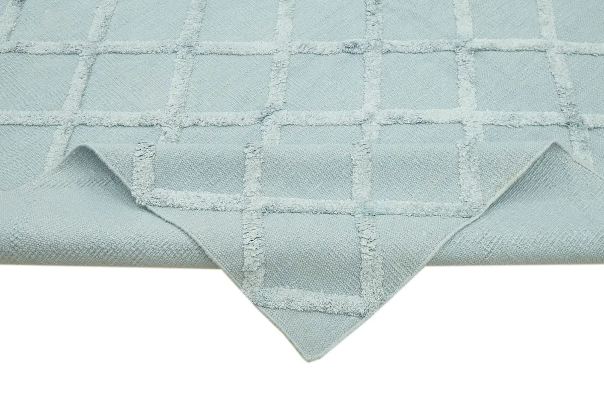 Nepal Mavi Pamuk Üzerine Yün El Dokuma Halı-244x305 - Görsel 6