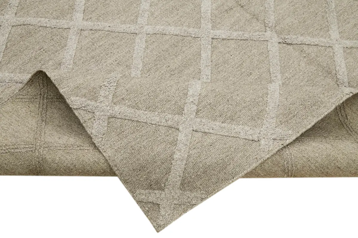 Nepal Kahverengi Pamuk Üzerine Yün El Dokuma Halı-216x277 - Görsel 6