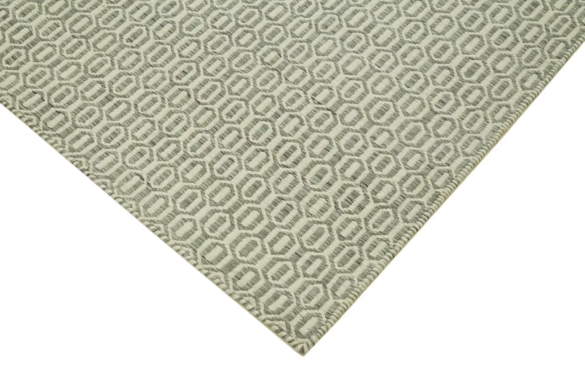 Nepal Gri Pamuk Üzerine Yün El Dokuma Halı-244x305 - Görsel 4