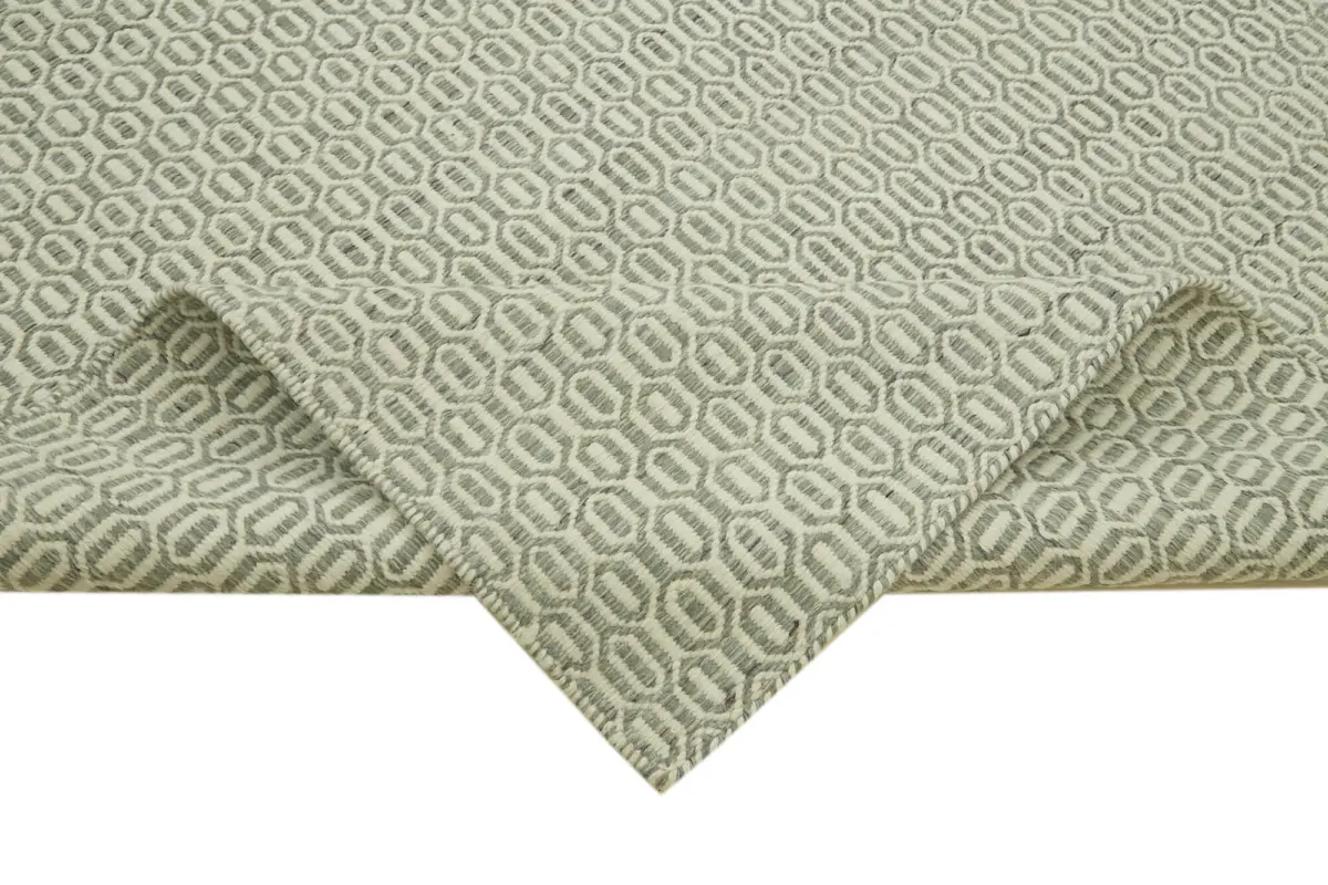 Nepal Gri Pamuk Üzerine Yün El Dokuma Halı-244x305 - Görsel 6