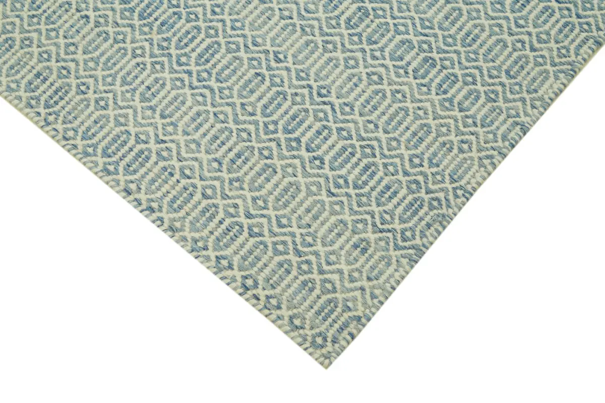 Nepal Mavi Pamuk Üzerine Yün El Dokuma Halı-246x305 - Görsel 4