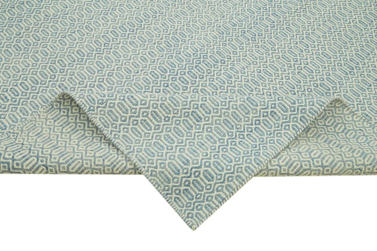 Nepal Mavi Pamuk Üzerine Yün El Dokuma Halı-246x305 - Görsel 6