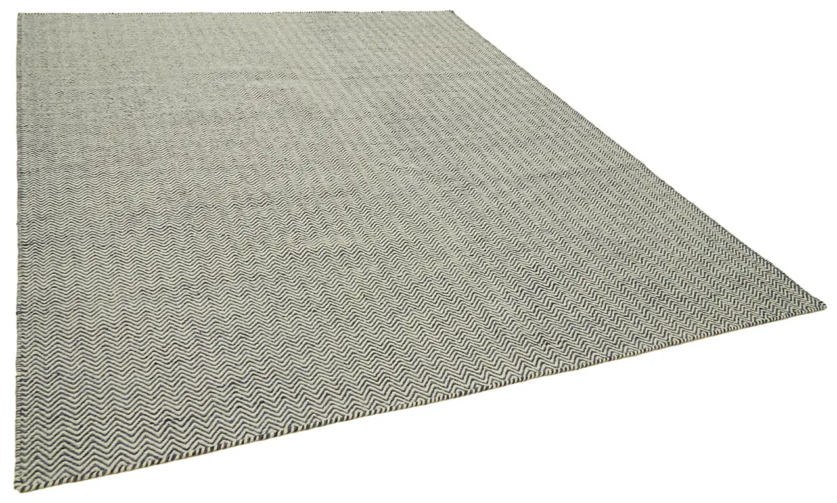 Nepal Gri Pamuk Üzerine Yün El Dokuma Halı-246x305 - Görsel 2