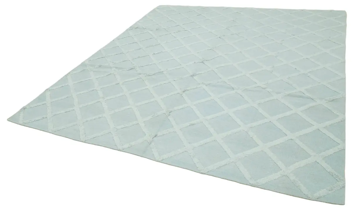 Nepal Mavi Pamuk Üzerine Yün El Dokuma Halı-244x305 - Görsel 3