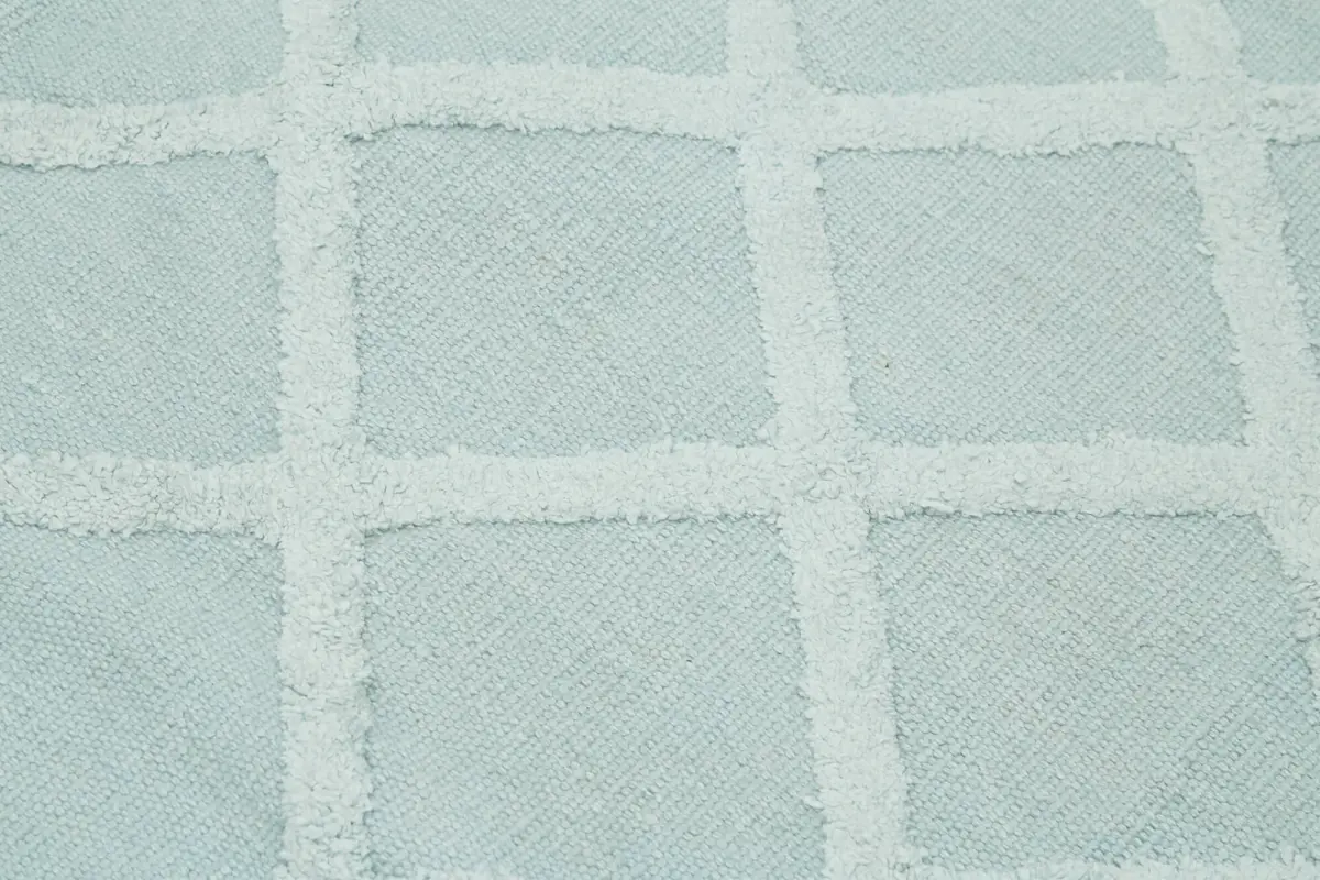 Nepal Mavi Pamuk Üzerine Yün El Dokuma Halı-244x305 - Görsel 5
