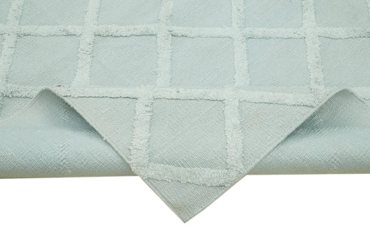 Nepal Mavi Pamuk Üzerine Yün El Dokuma Halı-244x305 - Görsel 6