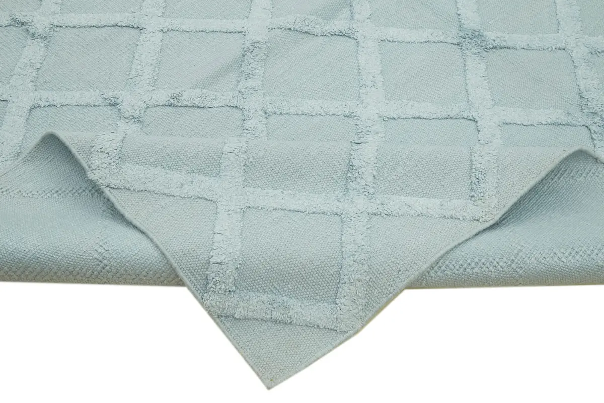 Nepal Mavi Pamuk Üzerine Yün El Dokuma Halı-246x305 - Görsel 6
