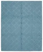 Nepal Mavi Pamuk Üzerine Yün El Dokuma Halı-246x305