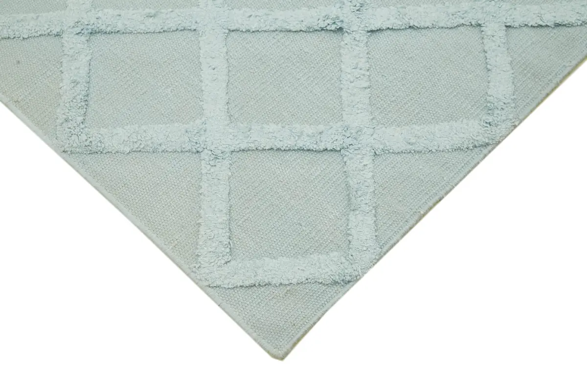 Nepal Mavi Pamuk Üzerine Yün El Dokuma Halı-246x305 - Görsel 4