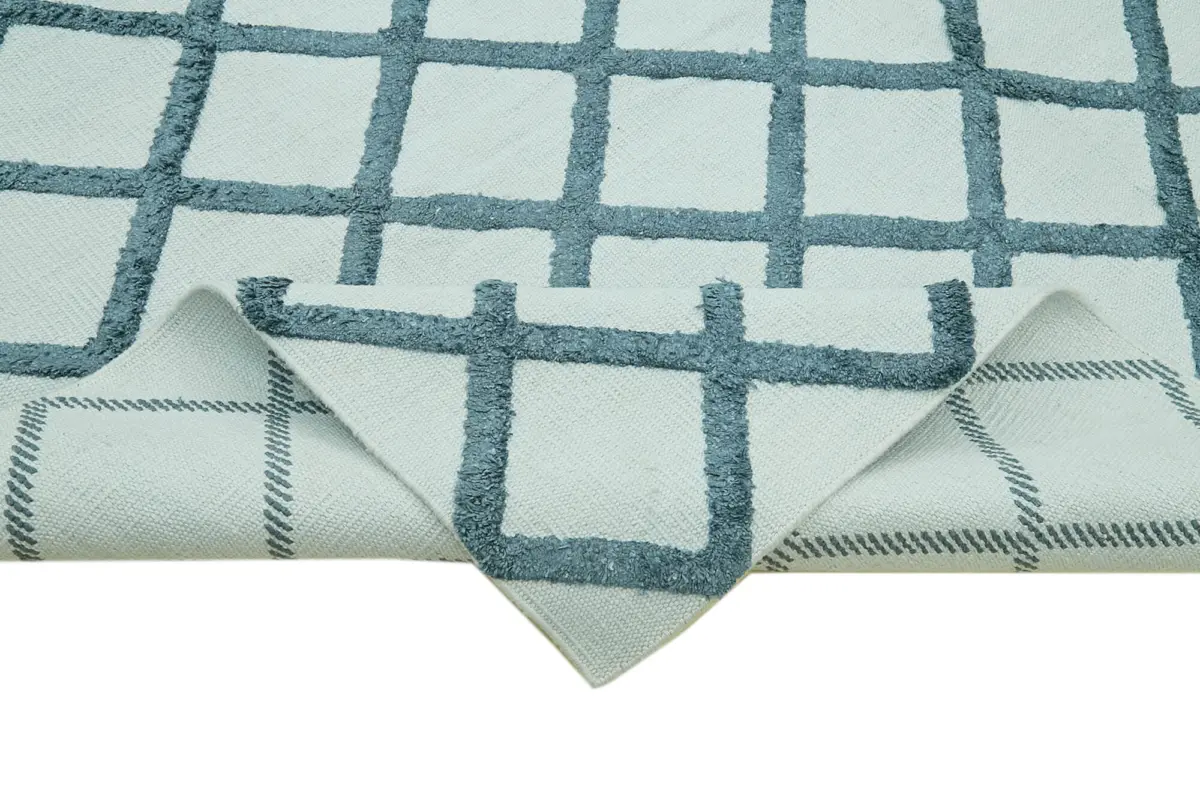 Nepal Mavi Pamuk Üzerine Yün El Dokuma Halı-246x305 - Görsel 6