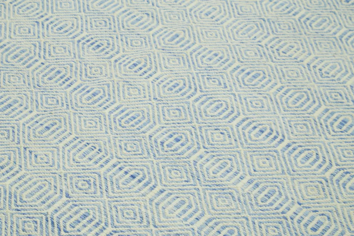 Nepal Mavi Pamuk Üzerine Yün El Dokuma Halı-244x305 - Görsel 5