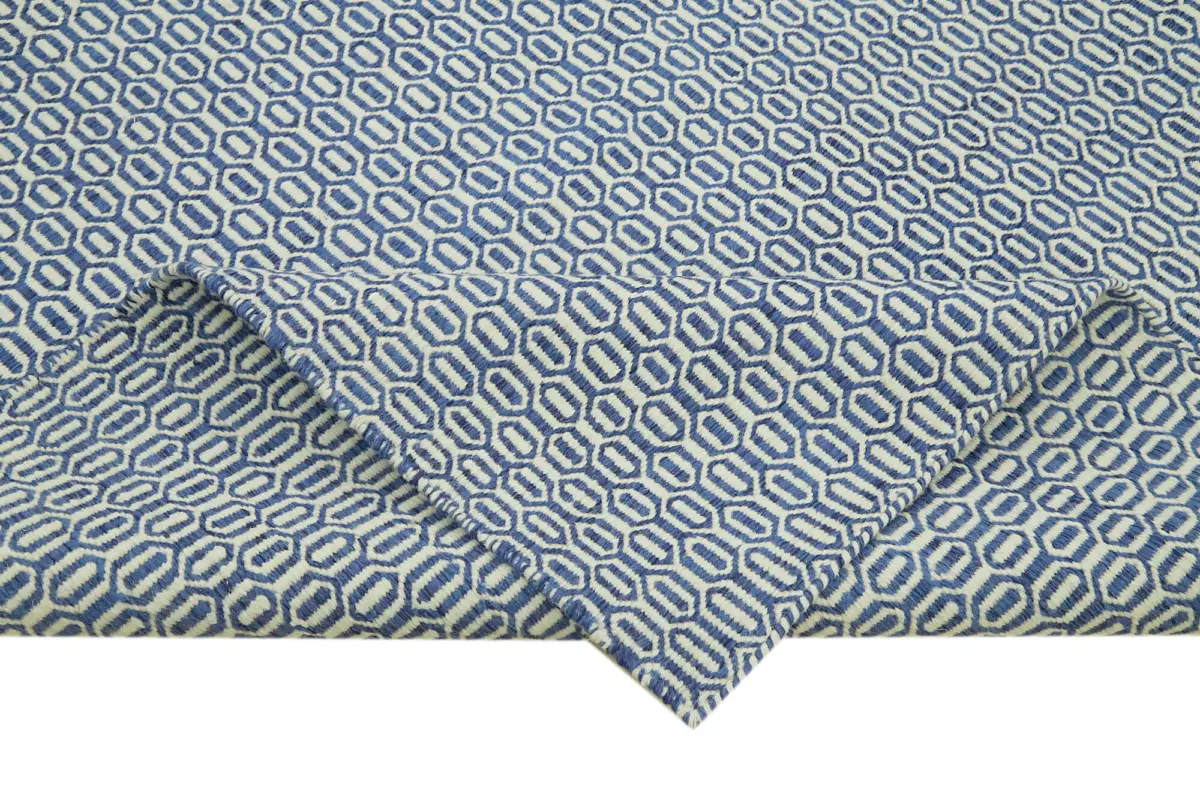 Nepal Mavi Pamuk Üzerine Yün El Dokuma Halı-246x305 - Görsel 6