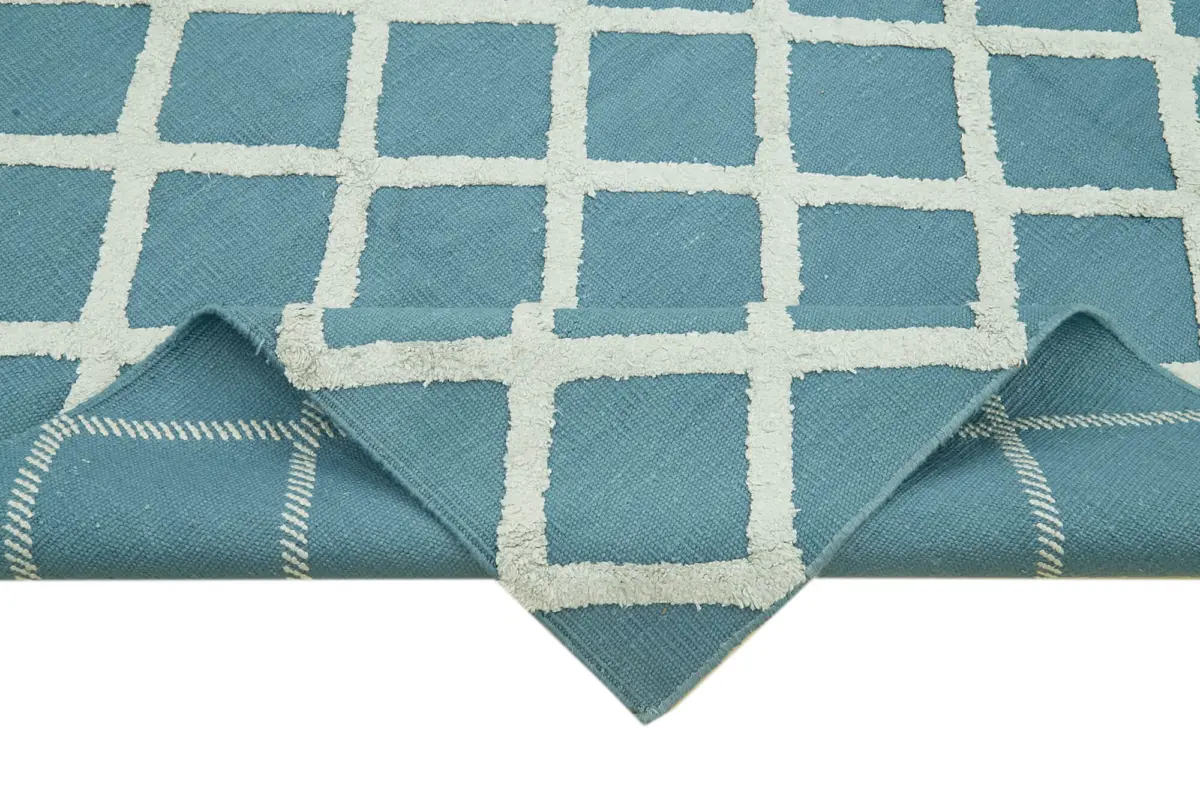 Nepal Mavi Pamuk Üzerine Yün El Dokuma Halı-246x305 - Görsel 6