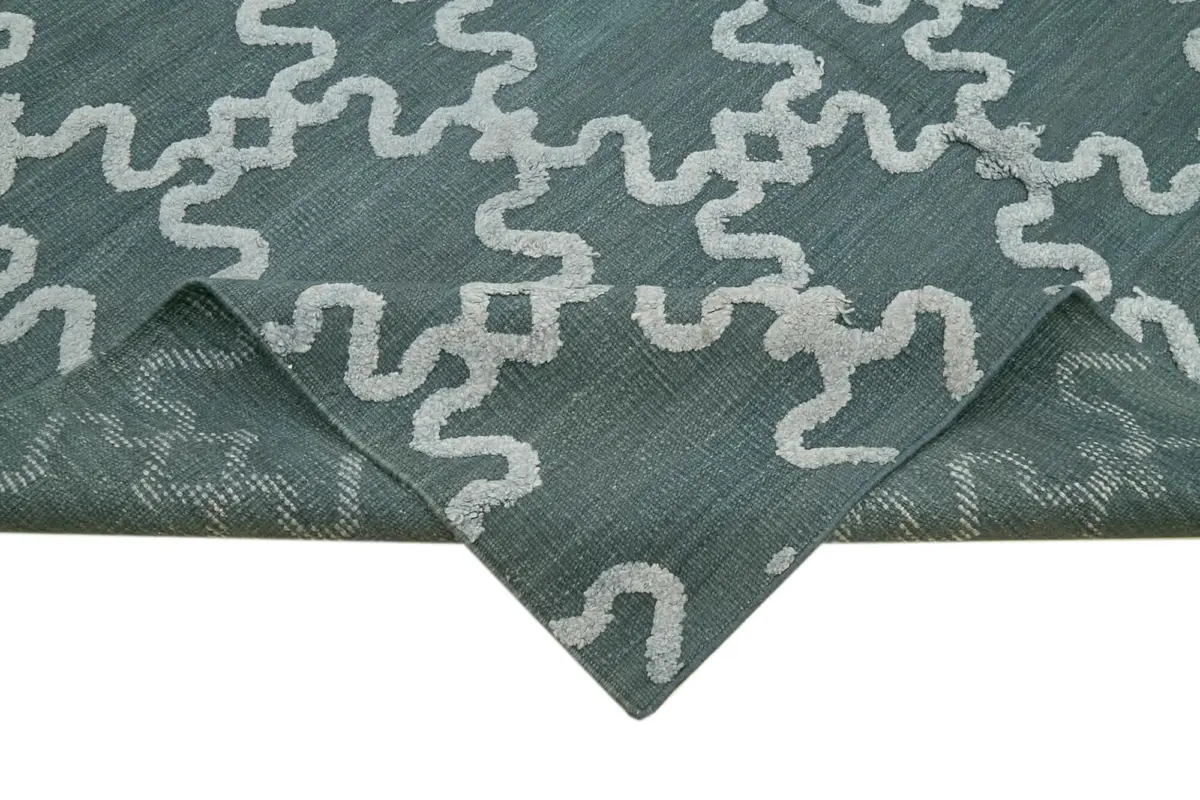 Nepal Gri Pamuk Üzerine Yün El Dokuma Halı-244x305 - Görsel 6