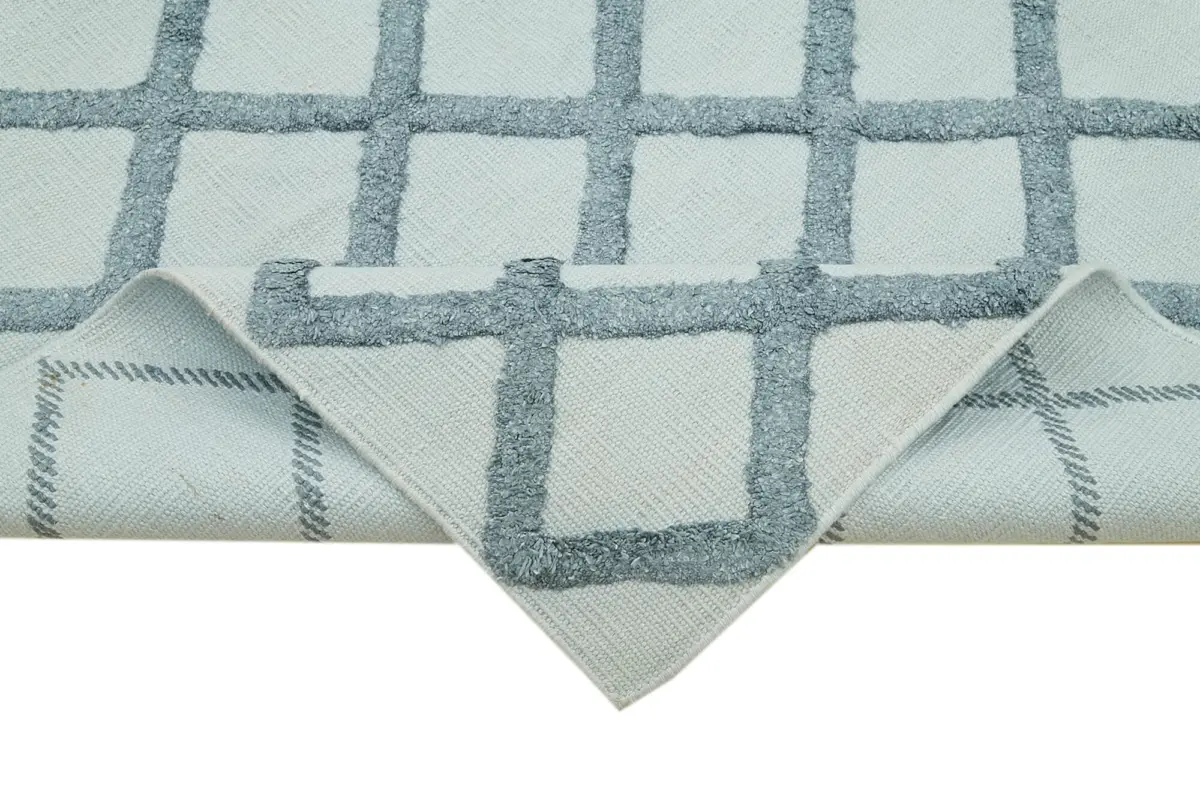 Nepal Mavi Pamuk Üzerine Yün El Dokuma Halı-244x305 - Görsel 6