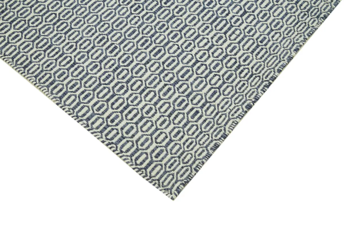 Nepal Mavi Pamuk Üzerine Yün El Dokuma Halı-244x305 - Görsel 4