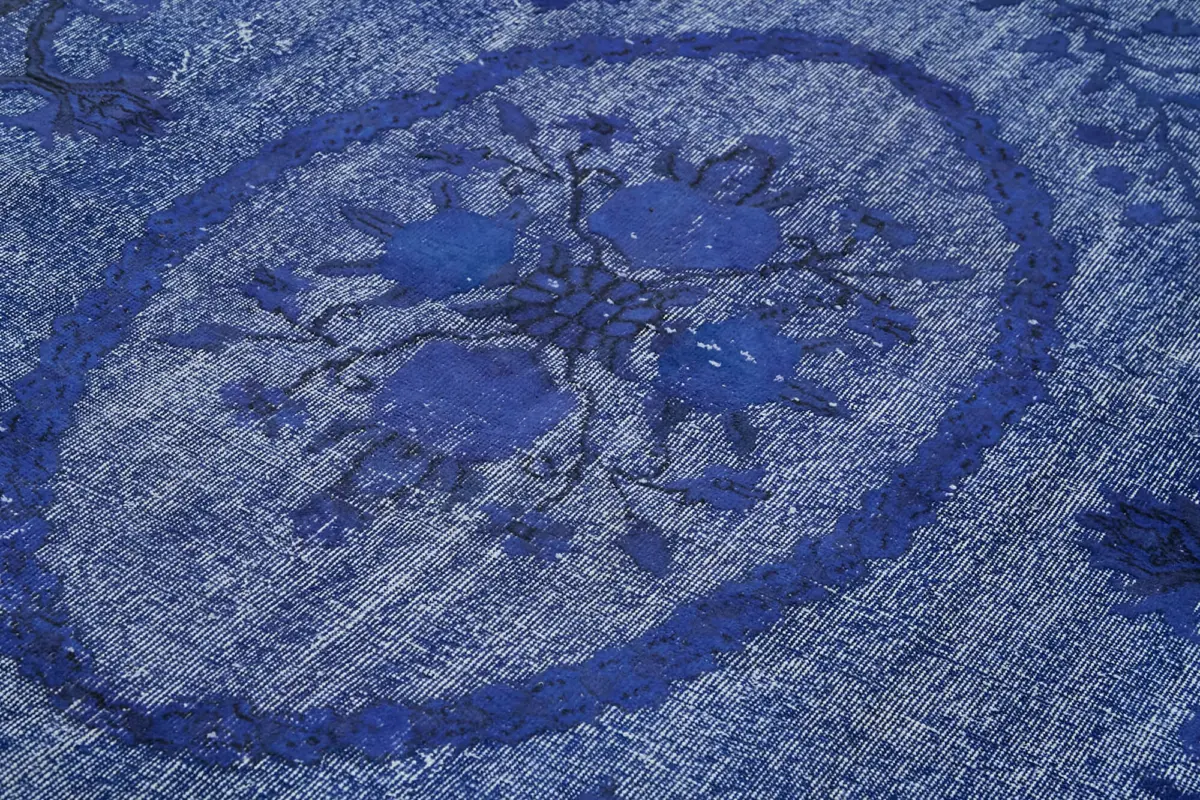 Oyma Mavi Pamuk Üzerine Yün El Dokuma Kilim-221x343 - Görsel 5