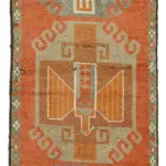 Herki Eskitme Turuncu Pamuk Üzerine Yün El Dokuma Halı-110x348