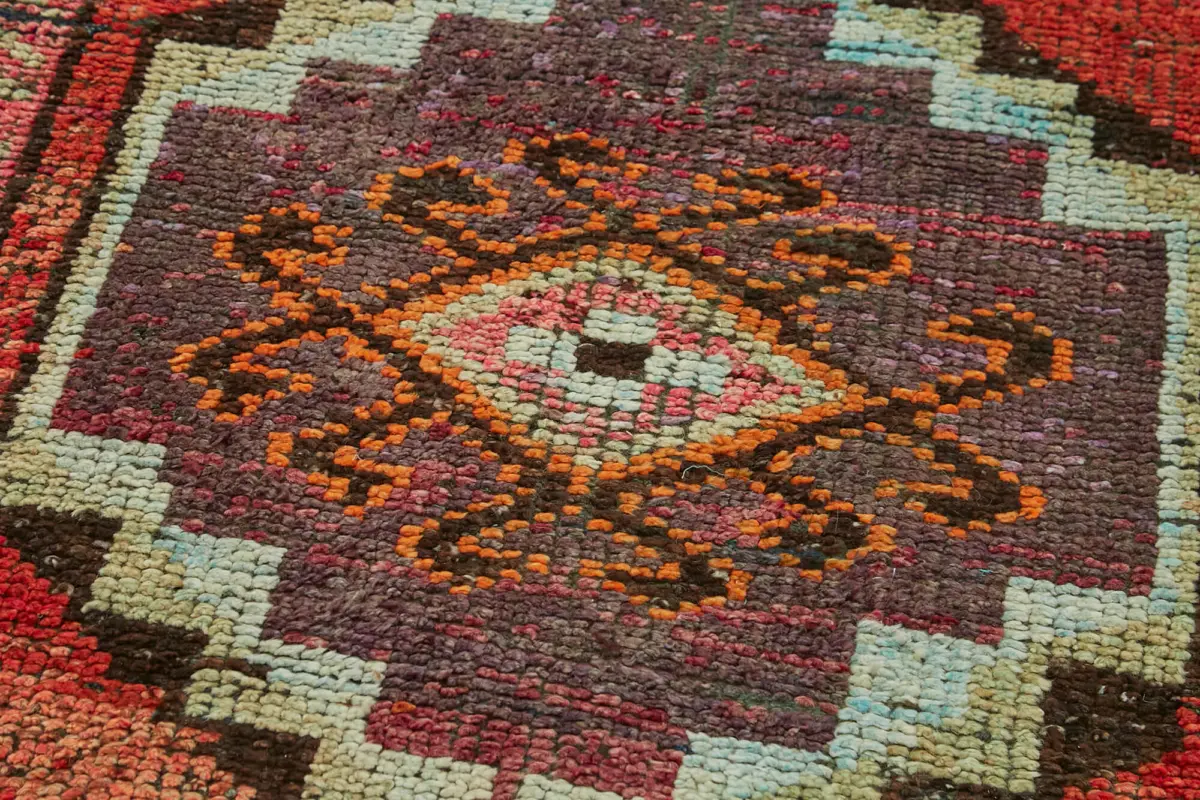 Herki Eskitme Turuncu Pamuk Üzerine Yün El Dokuma Halı-096x313 - Görsel 5