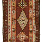 Herki Eskitme Kırmızı Pamuk Üzerine Yün El Dokuma Halı-092x403