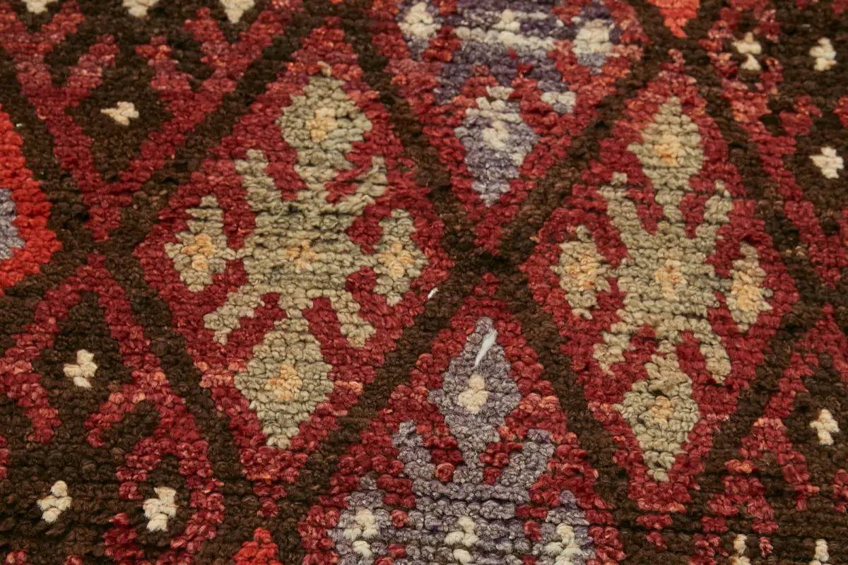 Herki Eskitme Kırmızı Pamuk Üzerine Yün El Dokuma Halı-090x360 - Görsel 5