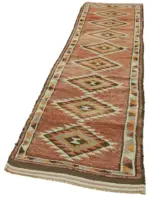 Herki Eskitme Kırmızı Pamuk Üzerine Yün El Dokuma Halı-080x360 - Görsel 3