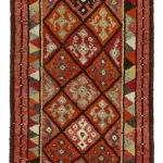 Herki Eskitme Kırmızı Pamuk Üzerine Yün El Dokuma Halı-090x332